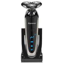 Kurener Electric Shaver Razor Rechargeable 100% Waterproof Rotary with Nose Trimmer Sideburns Trimmer Face Cleaning Brush