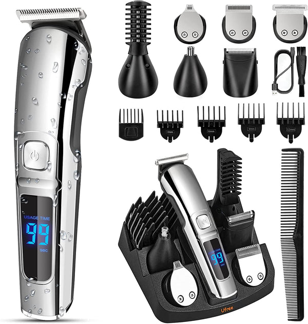 Ufree Beard Trimmer for Men, Waterproof Electric Nose Hair Trimmer Mustache Trimmer Body Shaver Grooming Kit, Cordless Hair Clippers Electric Razor for Men, Gift for Men Husband Father