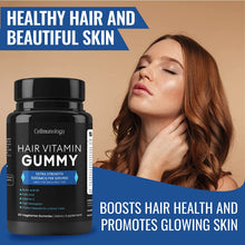 Cellmunology Hair Vitamin Gummy with Biotin 5000 MCG - Extra Strength and Healthy Hair Growth SupplementGluten-Free - 60 Cherry Flavored