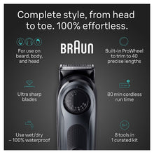 Braun Beard Detail Trimmer, Hair Clippers for Men, Cordless & Rechargeable, Mini Foil Shaver with Gillette ProGlide Razor, Silver, 10 Piece Set