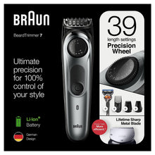 Braun Beard Detail Trimmer, Hair Clippers for Men, Cordless & Rechargeable, Mini Foil Shaver with Gillette ProGlide Razor, Silver, 10 Piece Set