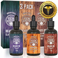 Viking Revolution Beard Oil Conditioner 3 Pack - Sandalwood, Pine, Cedar, Clary Sage Variety Gift Set