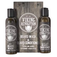Viking Revolution Beard Wash & Beard Conditioner Set w/Argan & Jojoba Oils – Shampoo w/Beard Oil (5 oz)