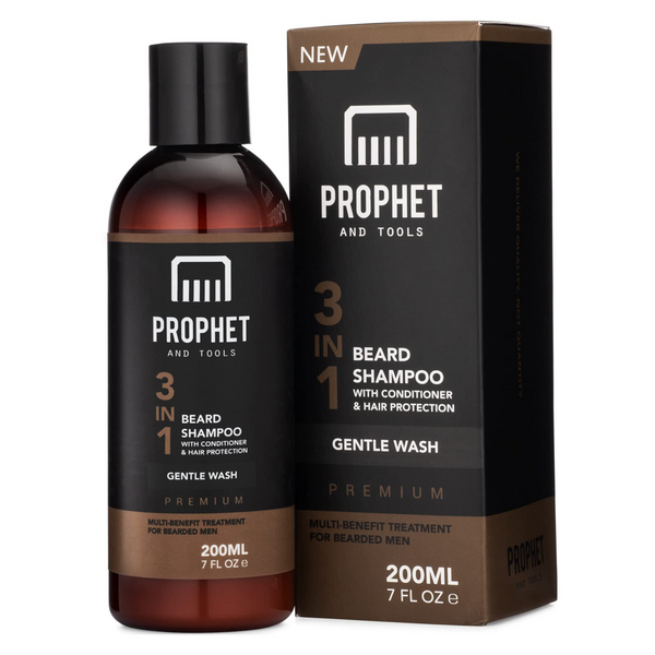3-in-1 Beard Shampoo, Conditioner & Facial Hair Protection - Clean, Easy to Detangle, Ultra Soft and Looking Shiny