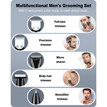 Beard Trimmer for Men, INBUTY Mens Beard Face Hair Trimmer Cordless Washable Facial Nose Mustache Trimmer Groomer, Electric Shaver 5 in 1 Body Grooming Kit for Men USB Rechargeable