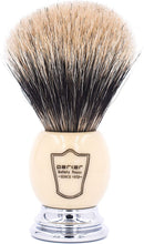 Parker Safety Razor Premium 3 Band Pure Badger Shaving Brush with Stand Included - White