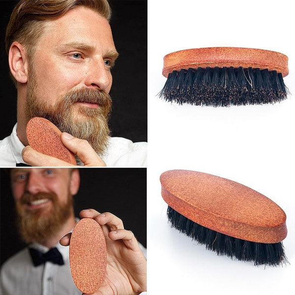 8cm Natural Boar Bristle Beard Brush For Men Bamboo Face Massage That Works Wonders To Comb Beards and Mustache Drop shipping